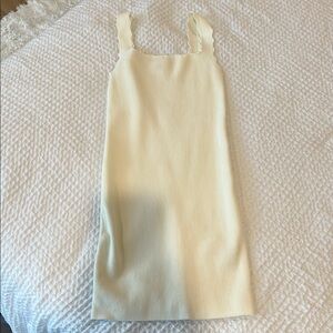 Cream Ribbed Sleeveless Dress